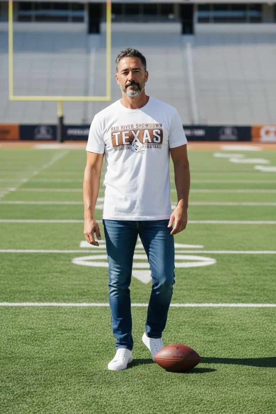 Champion White Texas Longhorn  Football Crewneck Graphic T-shirt Size: XL